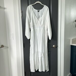 J. Crew V-neck midi dress soft gauze White size Large NWT